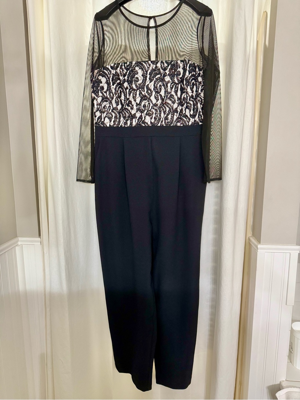 Vince Camuto Black Jumpsuit with blush Lace Bodice